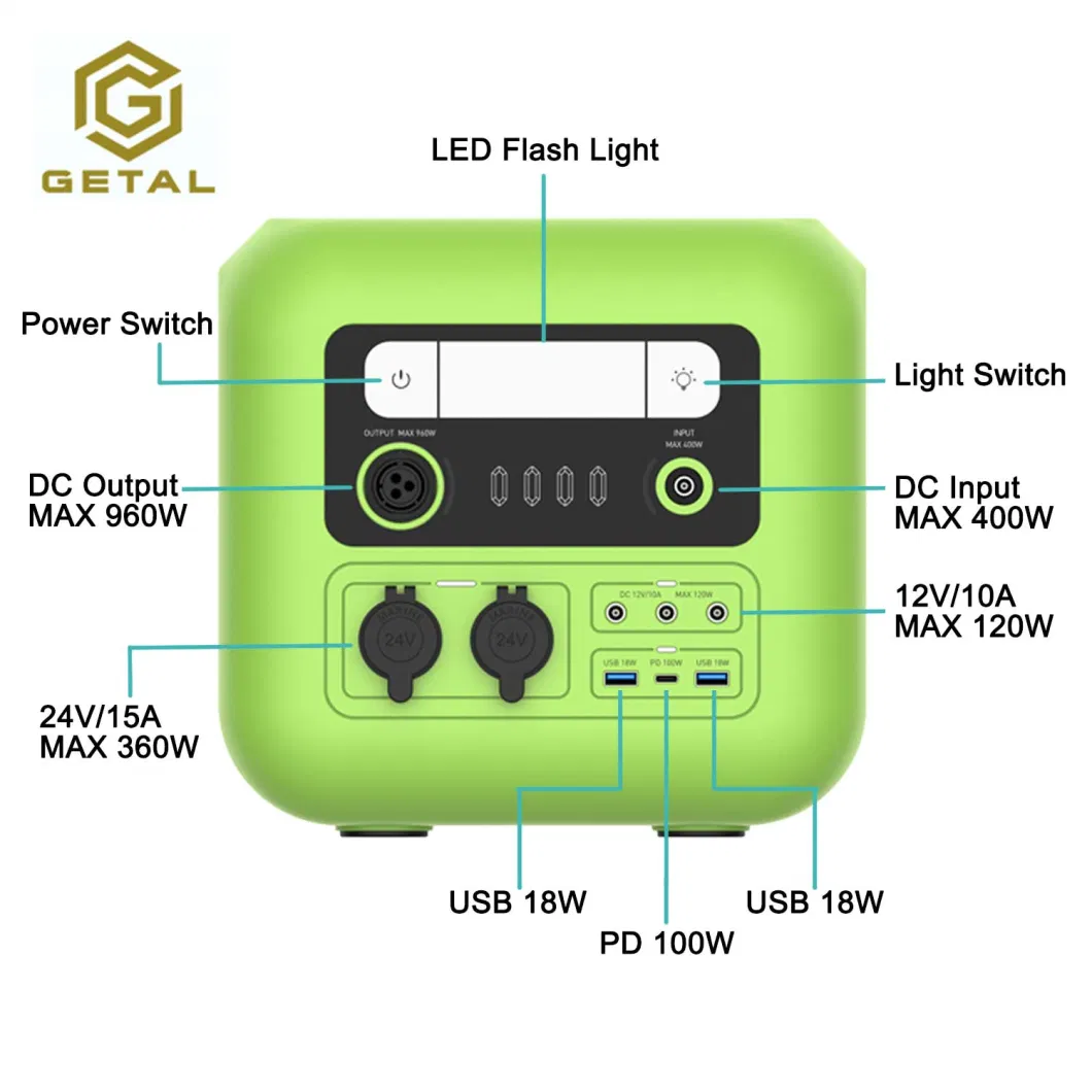 DC Output Portable Solar Energy Battery 1024whstorage Power Station Bank