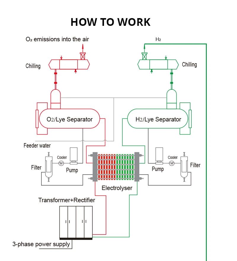 Professional Alk Hydrogen Electrolyzor for Green Hydrogen Water Electrolysis Renewable Energy Hydrogen Fuel Power Generation Green Ammonia Production