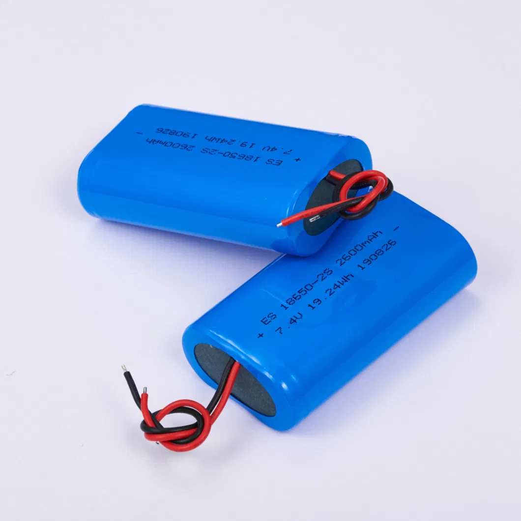 7.4v Lithium Batteries 2600mah Capacity Li-Ion18650 2S Rechargeable Battery Pack for Light