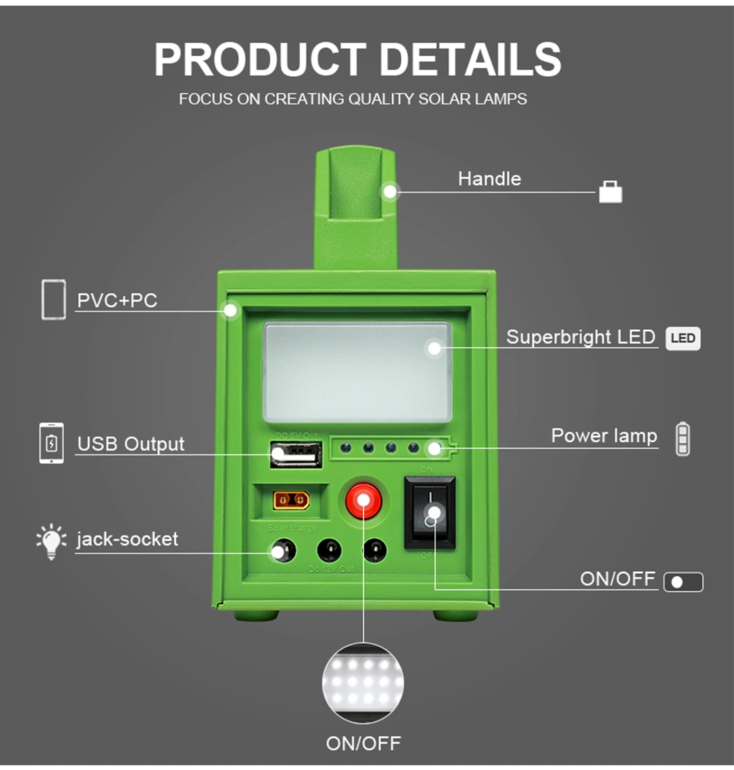 Solarthon Charging Portable Light panel Systems Complete Set for Home Energy Storage Solar Power System