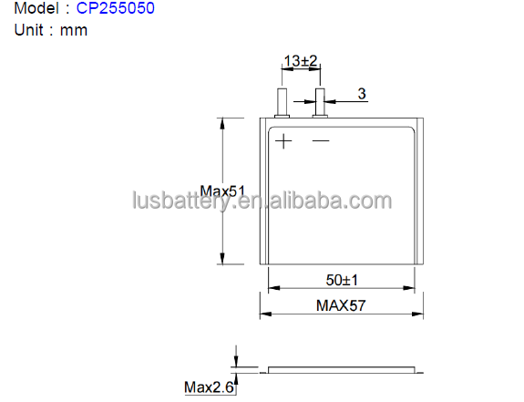 Cp255050 3.0V 1200mAh Thin Film Lithium Battery for Medical Devices Lithium Battery Flat Type