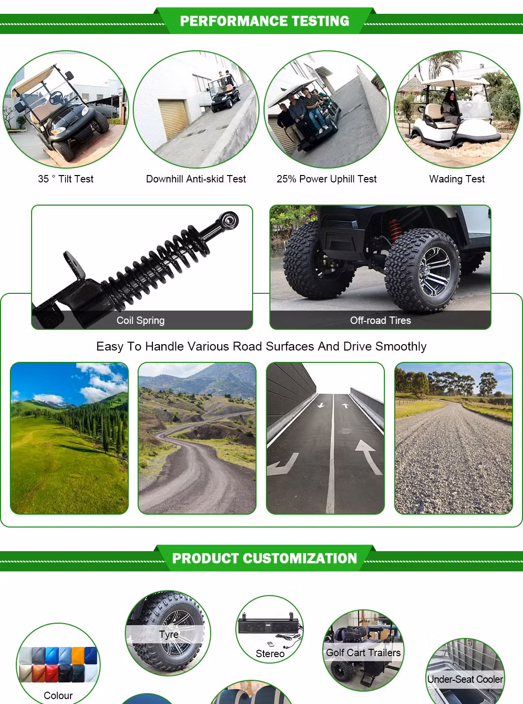 China Golf Cart Manufacturer 2/4/6/8 Seater/Seat Sightseening Hunting Offroad Club Car 48V 72V Utility Mini Legal Street Electric Lithium Battery Golf Cart