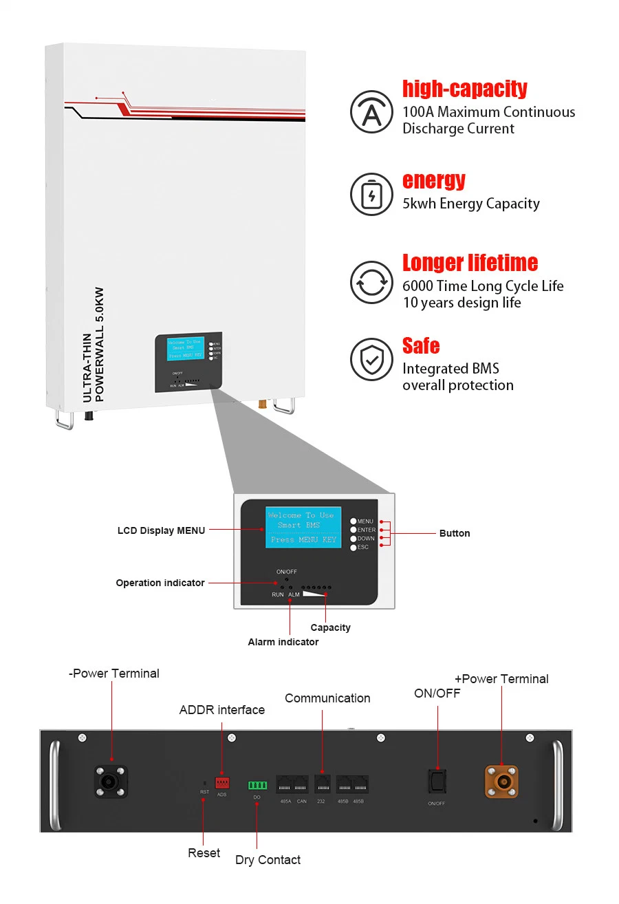 Leaderspower 10kwh 15kwh Battery with Bluetooth Connectivity: Reliable Energy Solution for Solar Applications