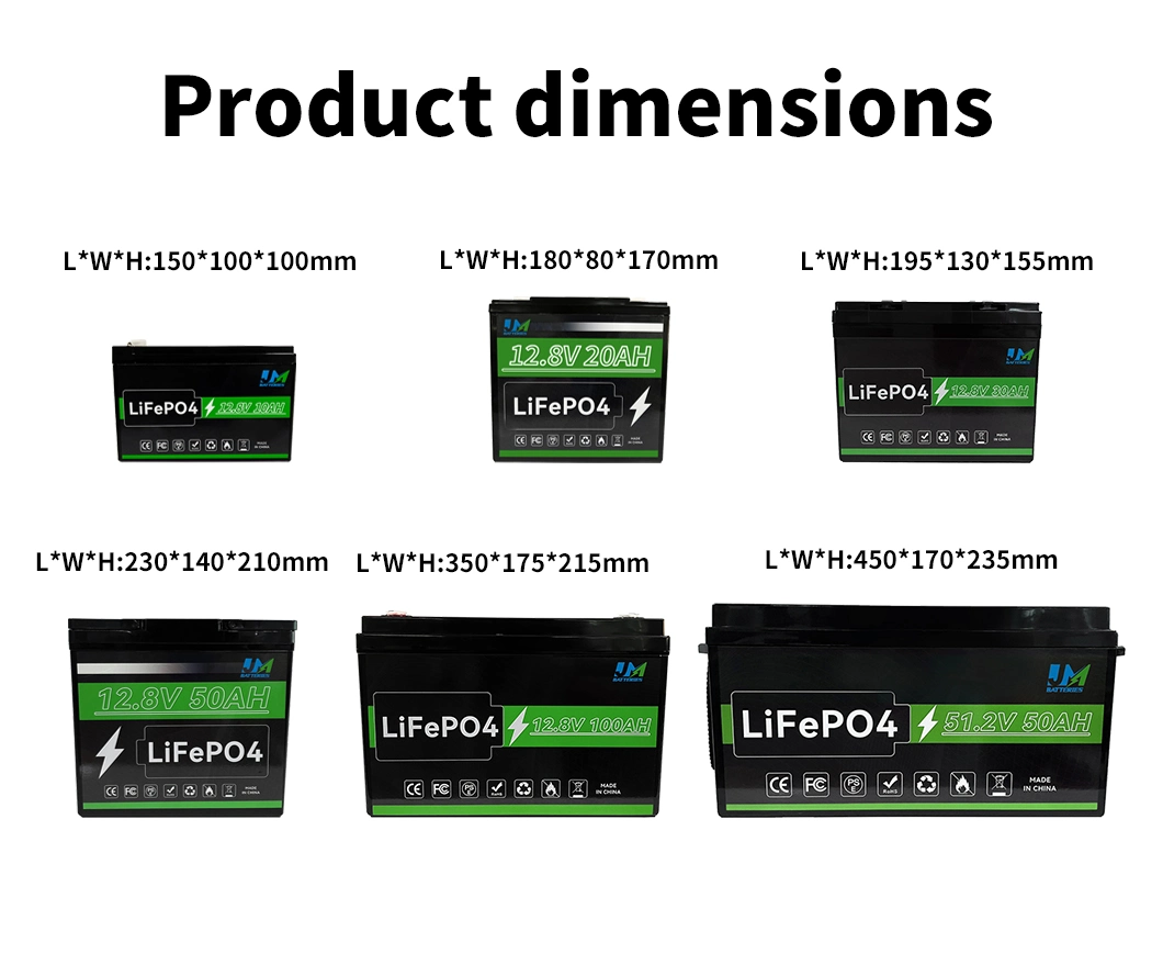 Wholesale Long Deep LiFePO4 Battery Pack Cycle Life 12.8V 20ah or 12V Lithium Ion Batteries for RV Boat Electric Forklifts