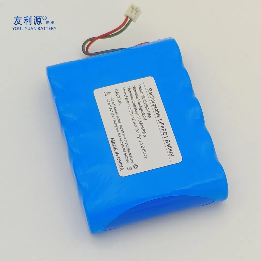 Customized High Performance 26650 Cell 3.2V 17.5ah LiFePO4 Battery Pack for Electric Devices Medical Equipments