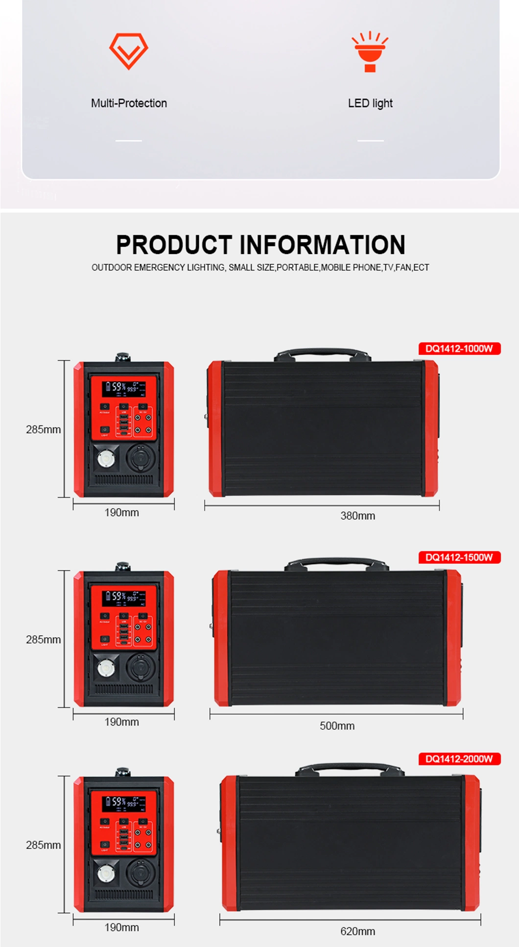 1000W AC DC Outlets Backup Lithium Battery Home Energy Storage Power Supply Outdoor Portable Power Station