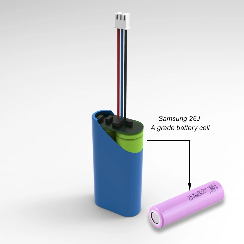 Solar Light Storage Recharge Lithium 18650 Li-ion Battery Pack 2s1p 7.4V 5000mAh with Connector Flashlight