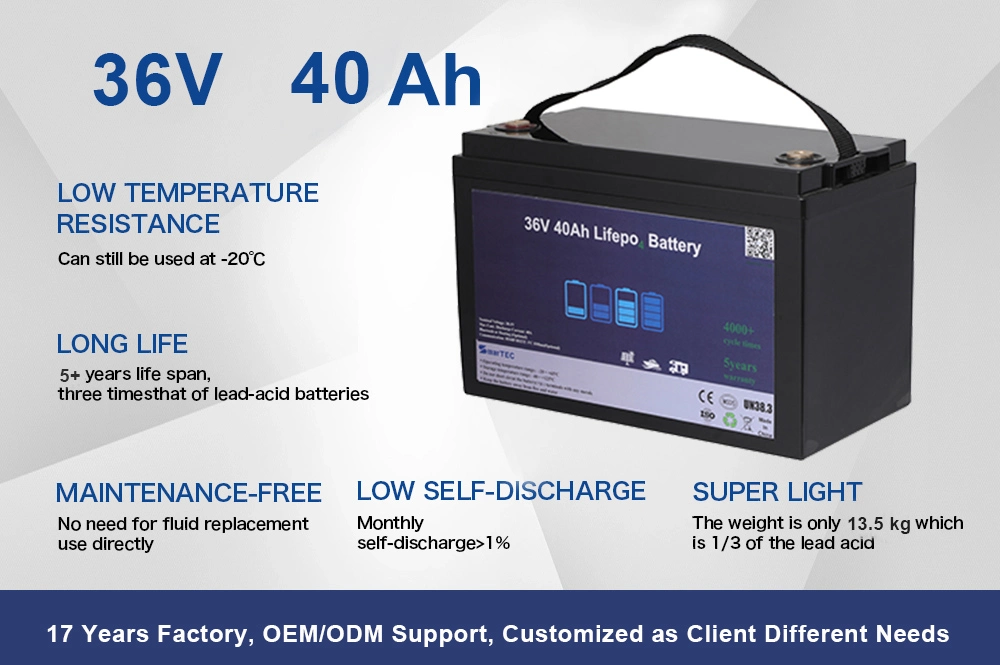 36V 40ah LiFePO4 Battery Pack Agv Robot Forklift AGM 12V 24V 48V 15ah 20ah 30ah Lithium Iron Phosphate Battery Pack