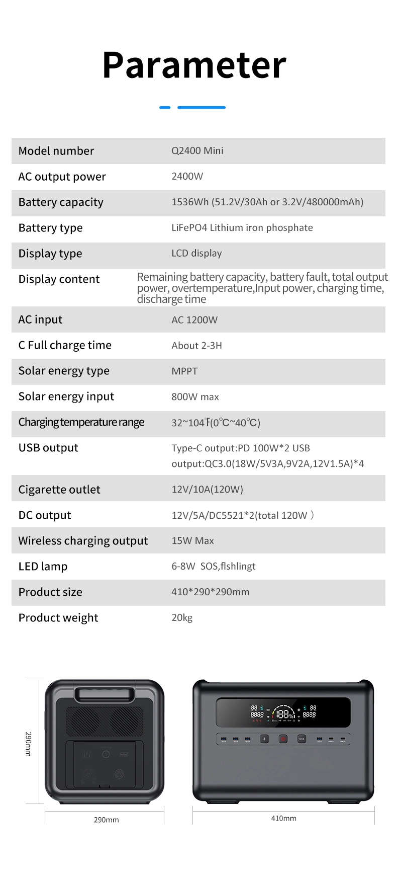 Plannano Xiaoer Power Bank 2400W Outdoor Camping Home Energy Storage Mobile Power Portable Power Station Energy System Can Photovoltaically Store Electricity