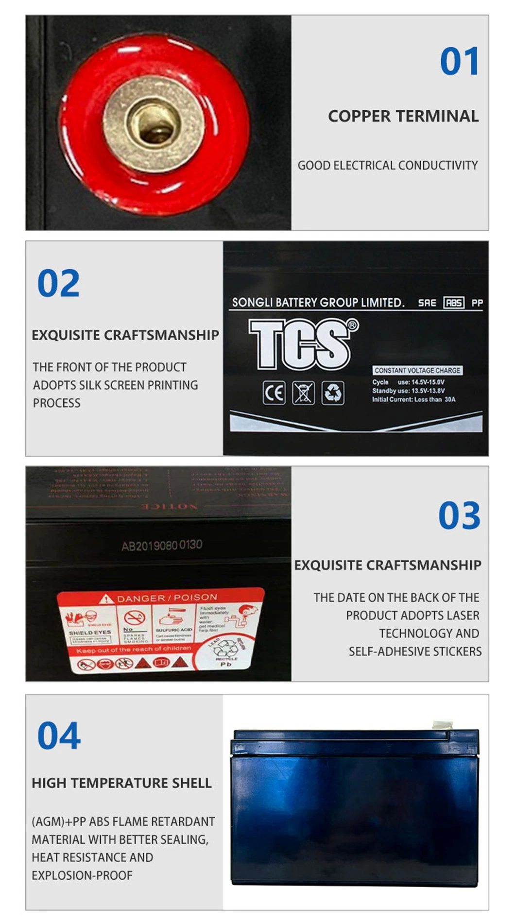 Tcs SL12-200 Rechargeable Solar Energy Storage 12V 200ah AGM Deep Cycle Marine Maintenance Free Lead Acid Battery for Medical Equipment