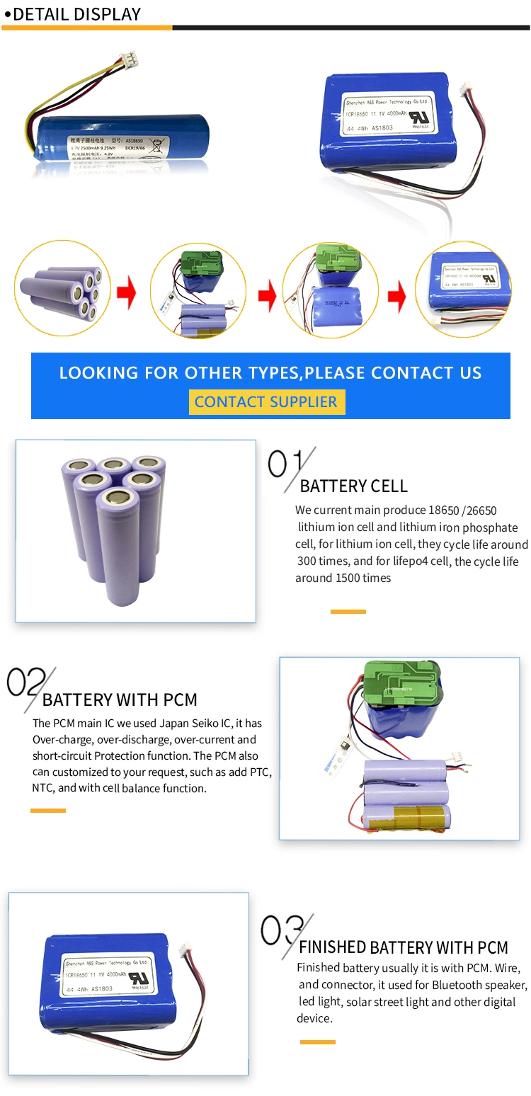 18650 Rechargeable Lithium Ion Battery 7.4V 2600mAh Li-ion Battery Pack for Medical Device