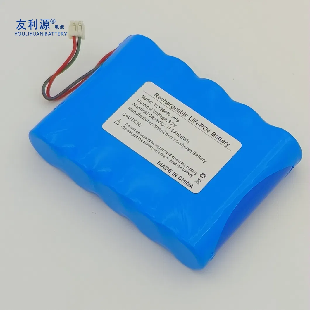 Customized High Performance 26650 Cell 3.2V 17.5ah LiFePO4 Battery Pack for Electric Devices Medical Equipments