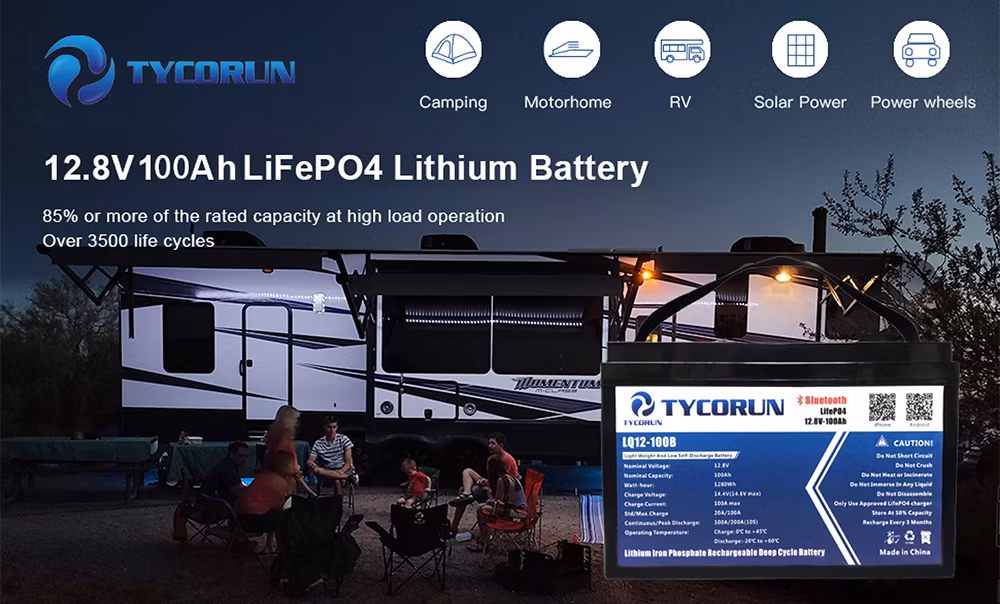 Tycorun Factory Price Deep Cycle Solar Lithium Battery Pack 12V 24V 36V 20ah 36ah 50ah 100ah 120ah LiFePO4 Lithium Ion Battery for RV Golf Cart