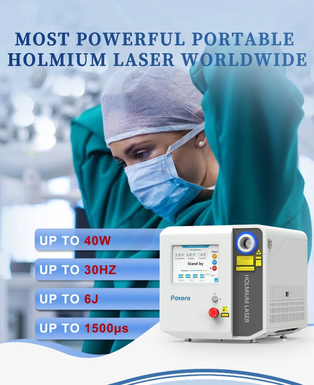 Potent Medical Surgical Equipment High Pulse Energy Portable Holmium Laser Dusting Lithotripsy Urology for Stone Surgery