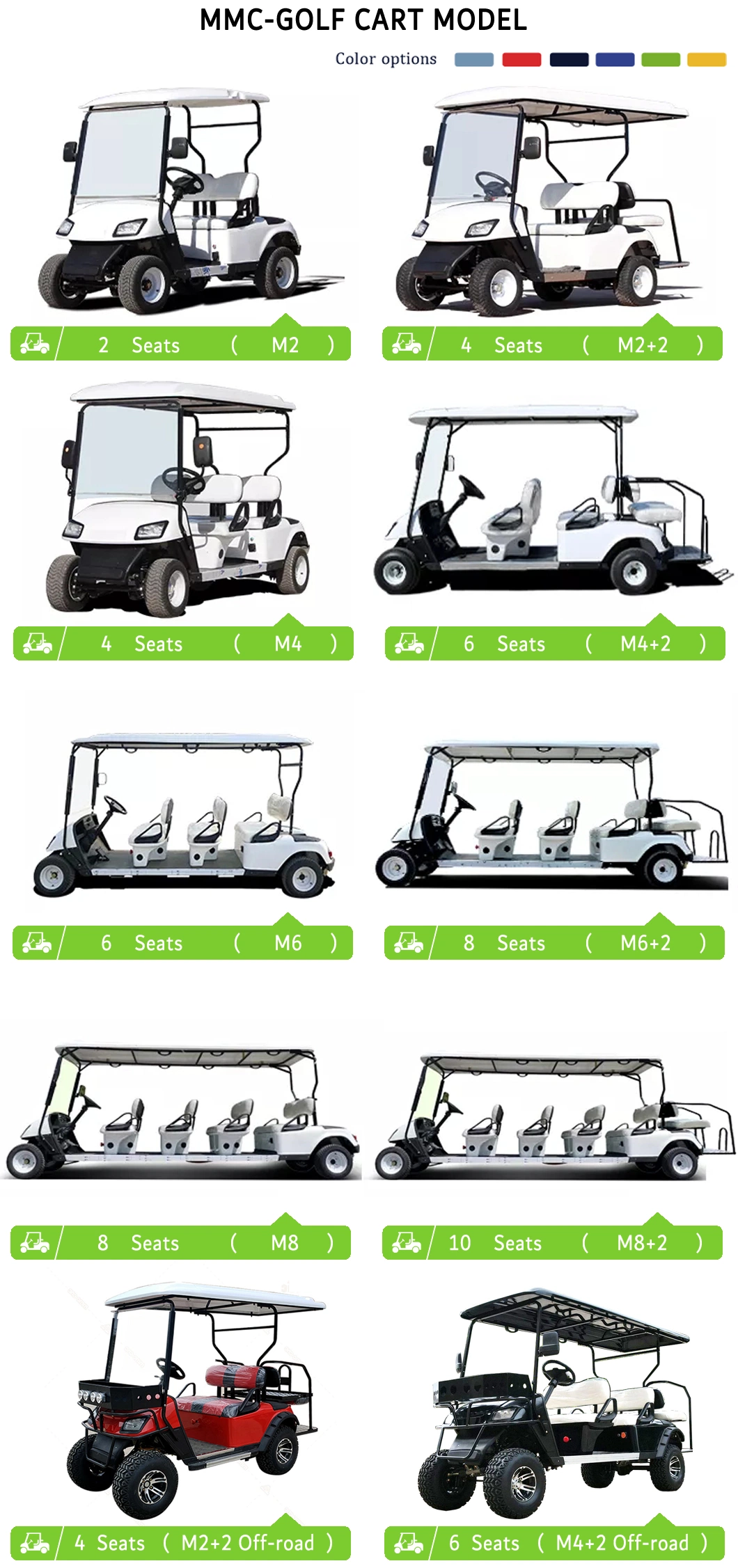 Custom 4 6 8 10 Seater Lithium Batteries Folding Golf Carts Electric 36 Volt 4X4 Golf Buggy Prices