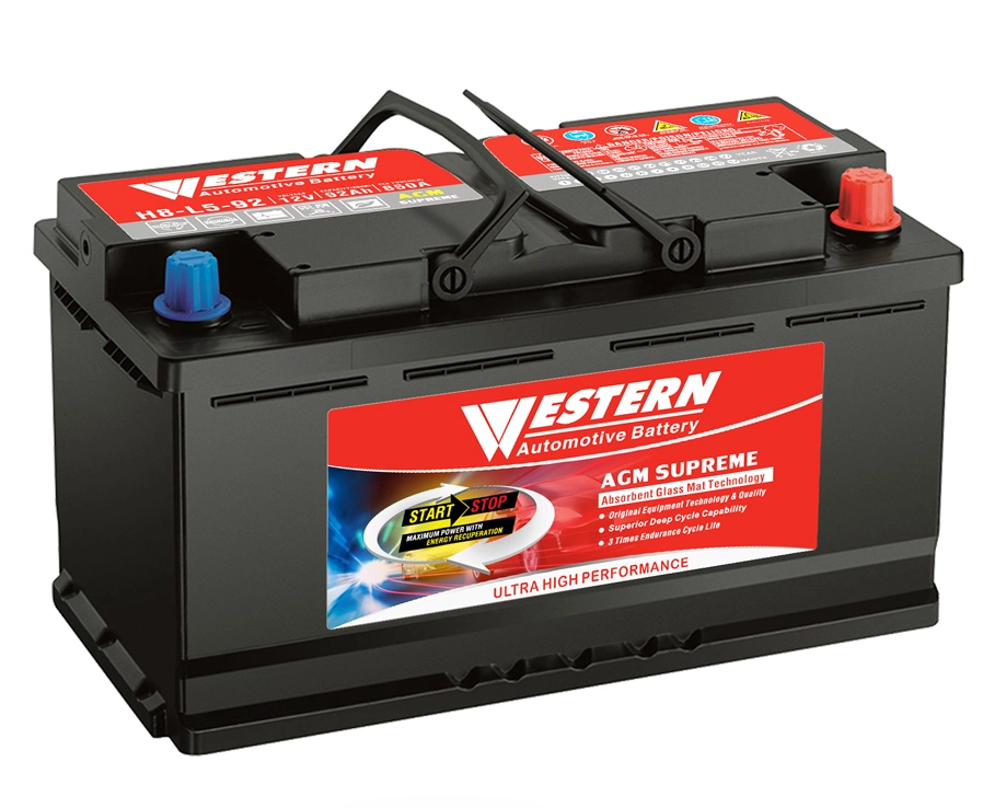 12V92ah VRLA AGM Best Automotive Auto Battery for Hybrid Start-Stop Car Automobile Truck Wholesale Price