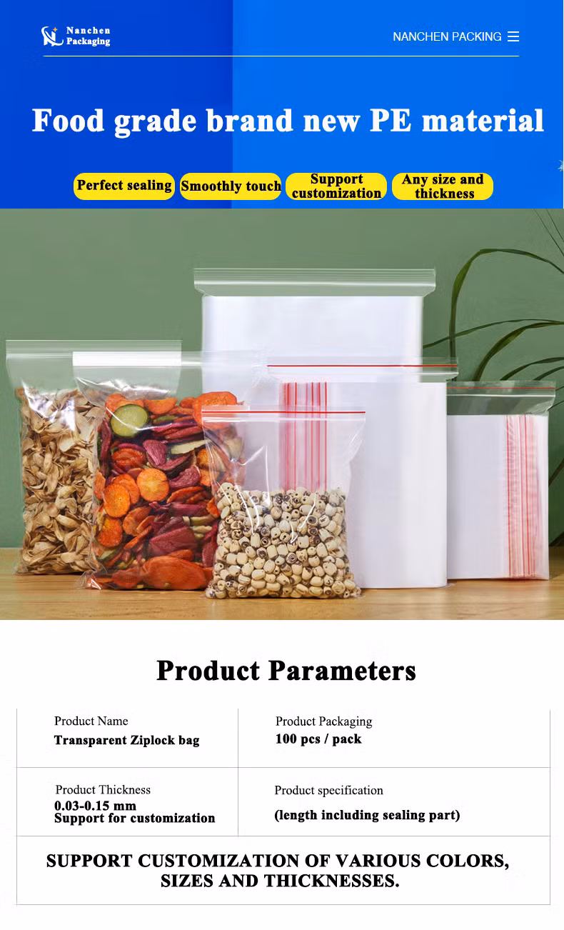 Plastic Polythene Ziplock Bag Clear/Matte LLDPE HDPE CPE Zip Lock Double Reclosable Package