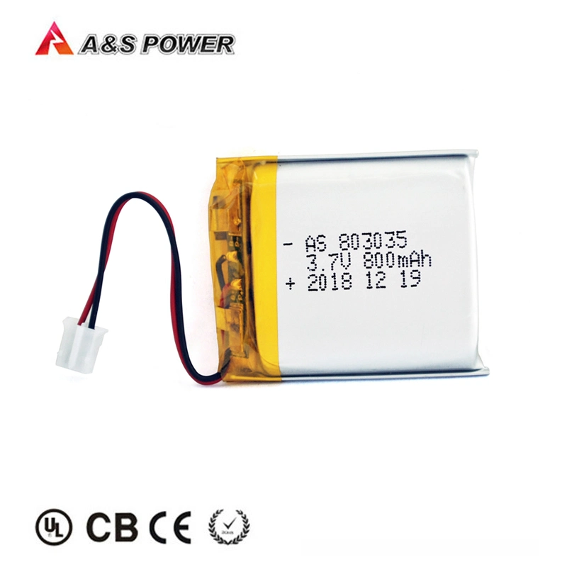 CE Certification 803035 Rechargeable 3.7V 800mAh Lithium Polymer Battery Pack