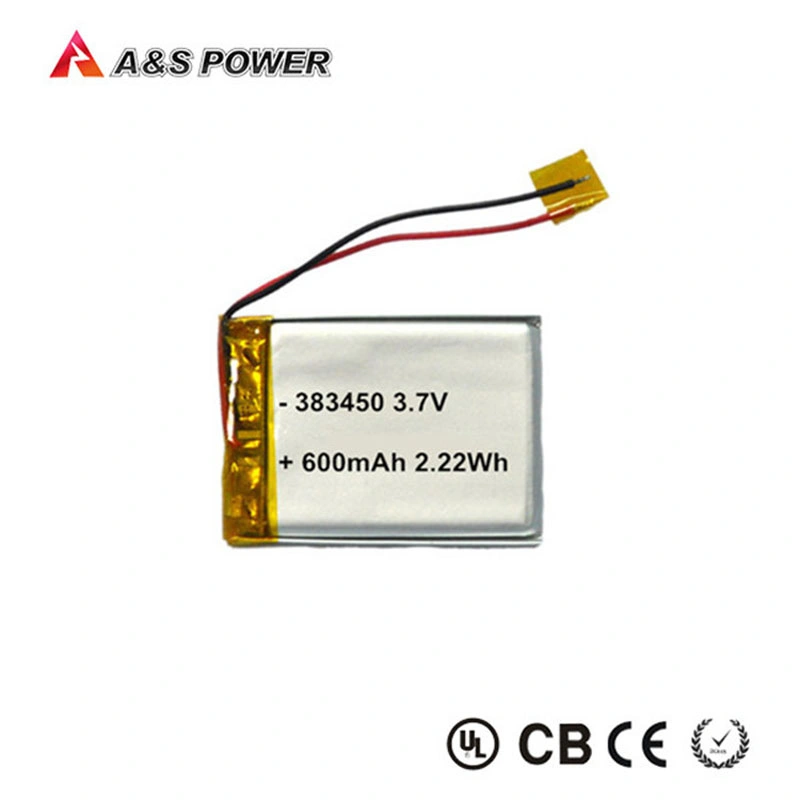 383450 Rechargeable Polymer Lithium Battery 3.7V 600mAh Lipo Battery for Medical Device