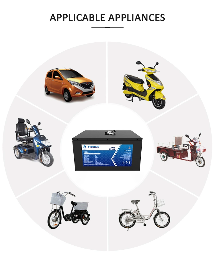 Tycorun 40ah 50ah 100ah Electric Bicycle Lithium Ion Battery Ebike Scooter Motorcycle 72 Volt LiFePO4 Battery Pack