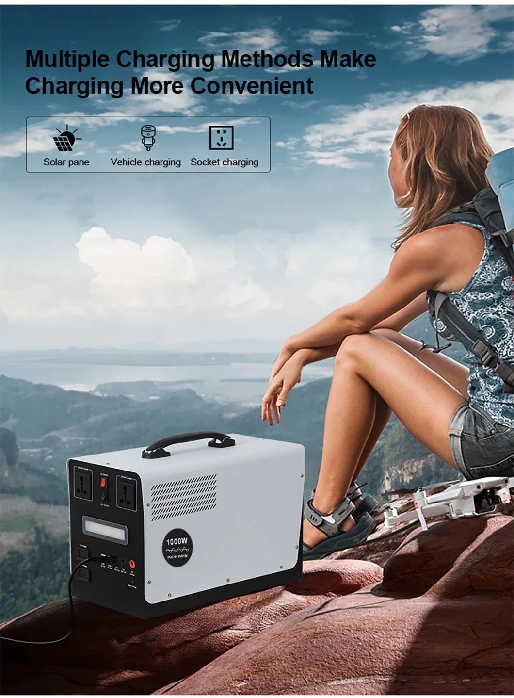 Outdoor Mobile Energy Storage Power Supply off Grid 1000W 1500W Portable Power Generator for Home Use System