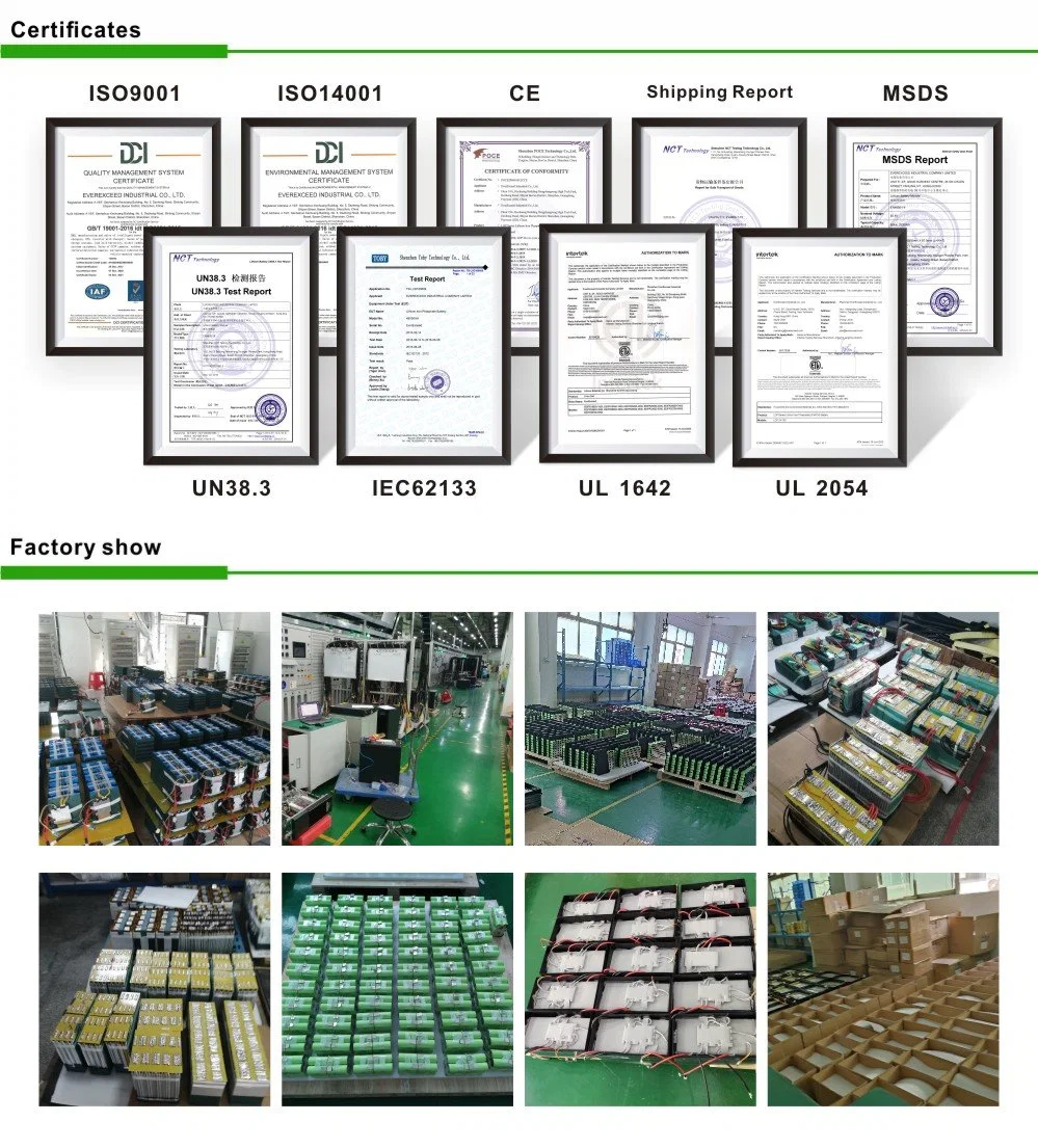 UL Approved Rechargeable Lithium Battery 24V Deep Cycle LiFePO4 Battery Pack for UPS / Solar Energy Storage / RV / EV / Emergency Light / Power Tools