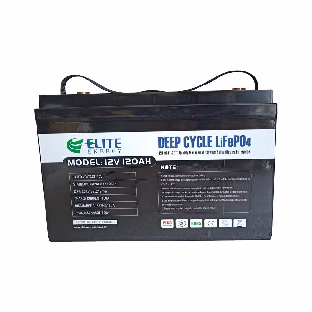 Elite Manufacturer Supply 12V 120ah LiFePO4 Battery for Golf Cart Tricycle Support in Series Li-ion Battery Rechargeable Deep Cycles