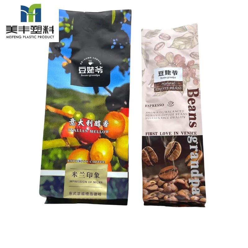 Manufacturer Wholesale Food Customized Printing Back Sealing Side Gusset Stand up Pouch Zip Pocket Zipper Aluminum Foil Kraft Paper Coffee Packaging with Valve