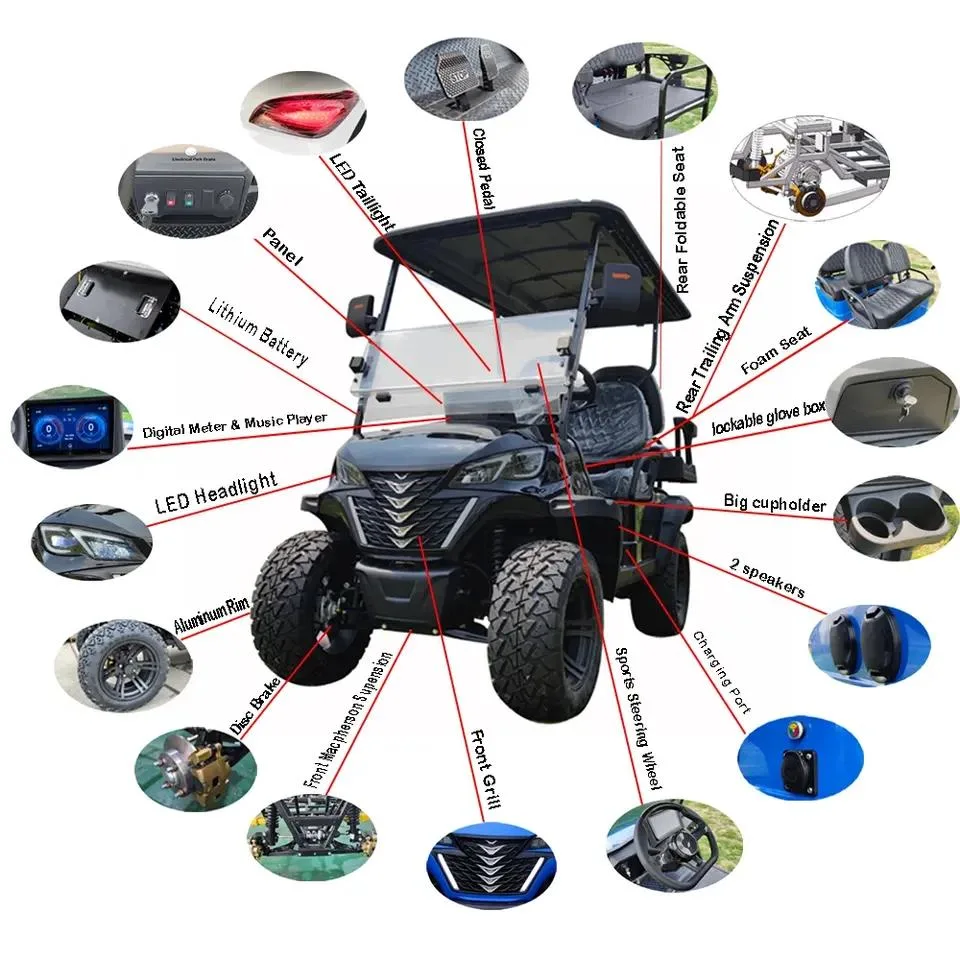 Wholesale Brand New Utility Vehicle 4 Wheel 2+2 4 Seater Golf Cart 48V 60V 72V Lithium Battery off Road Golf Car Electric