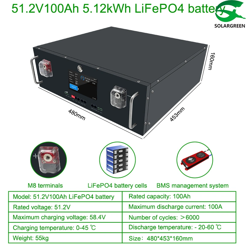 Best-in-Class 51.2V 200ah LiFePO4 Battery with M8 Terminals and 6000+ Cycles