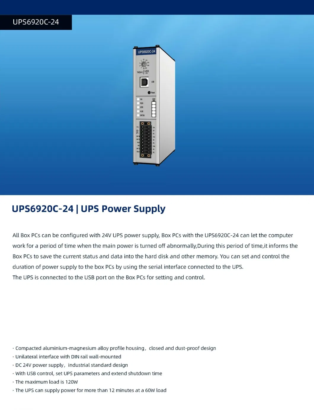 Uninterruptible Power Supply Industrial UPS Capacitor Backup DIN Rail Power Supply Multifunction DC Online Portable Mini 24V UPS Rechargeable Battery