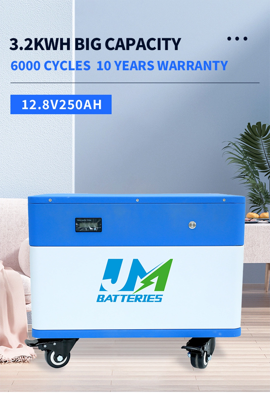 Lithium Power Battery with Movable Wheel Solar LiFePO4 Battery Energy Storage Battery