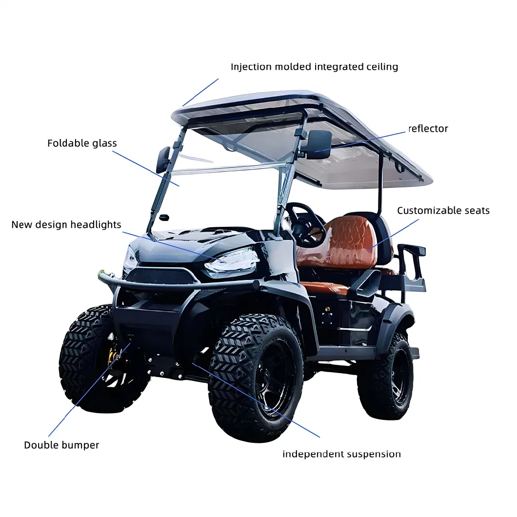 CE DOT Exclusive Style Modern Fashion 2024 Brand New Design 4 Seat Sightseeing Bus Club Car Electric Lithium Battery Golf Buggy Hunting Cart with 48/72V