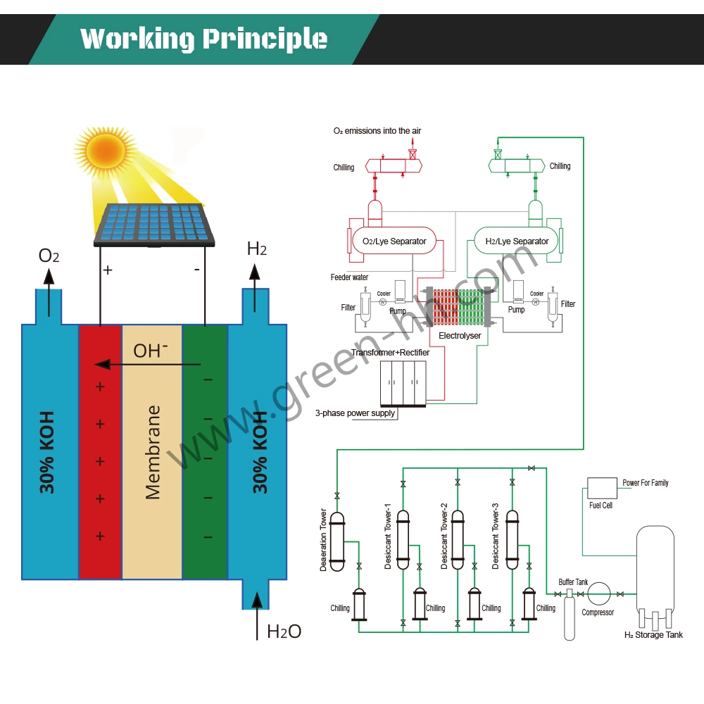 Green Clean Energy 1000m3 Capacity Electrolyser Hydrogen of Alk Technology