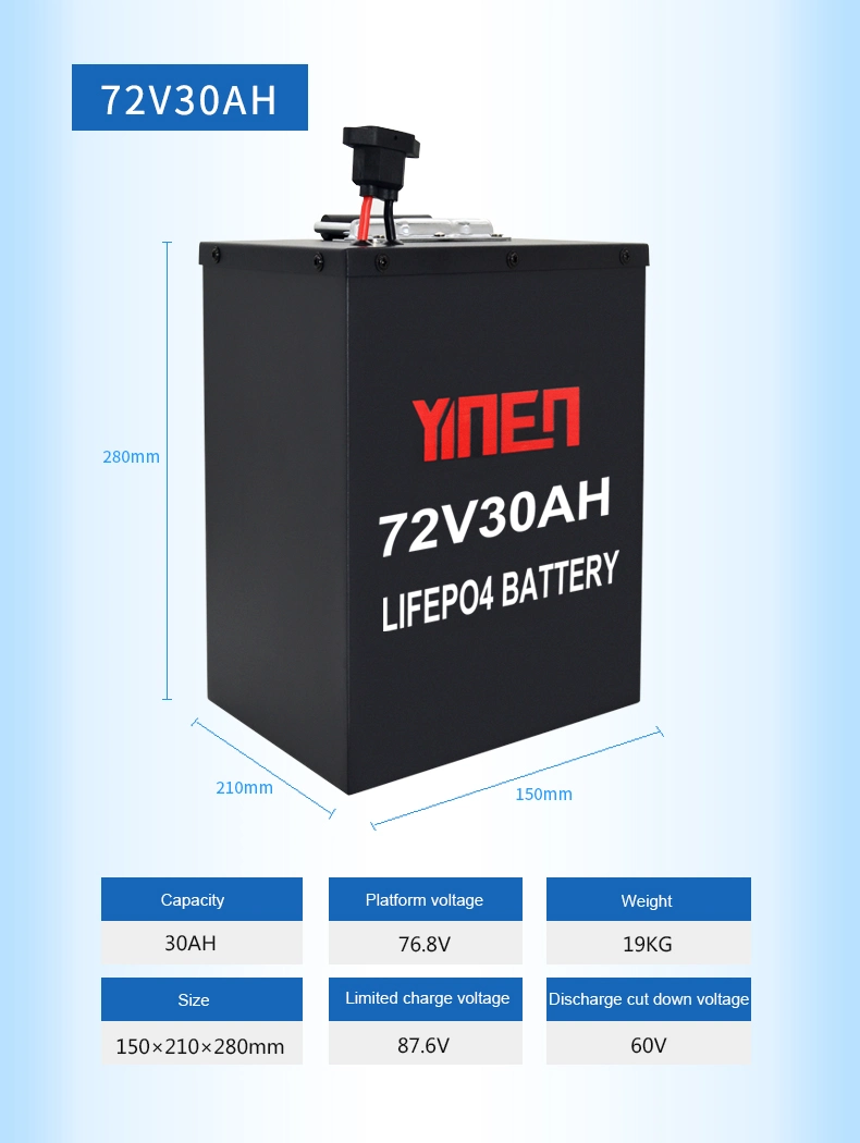 customizable LiFePo4 battery for electric vehicle forklift 72V 30AH 50AH