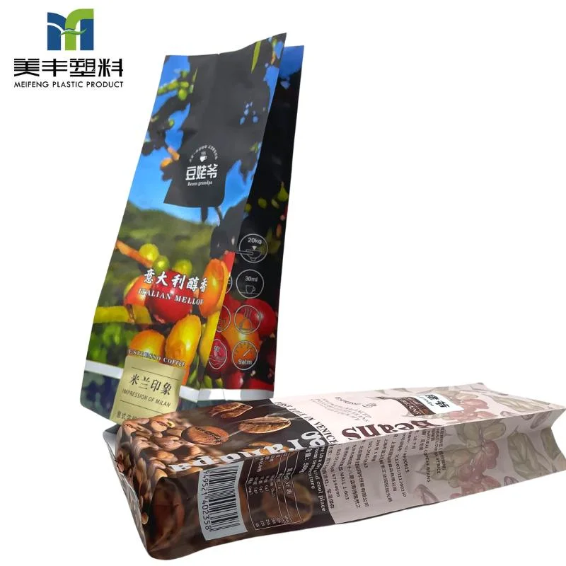 Manufacturer Wholesale Food Customized Printing Back Sealing Side Gusset Stand up Pouch Zip Pocket Zipper Aluminum Foil Kraft Paper Coffee Packaging with Valve