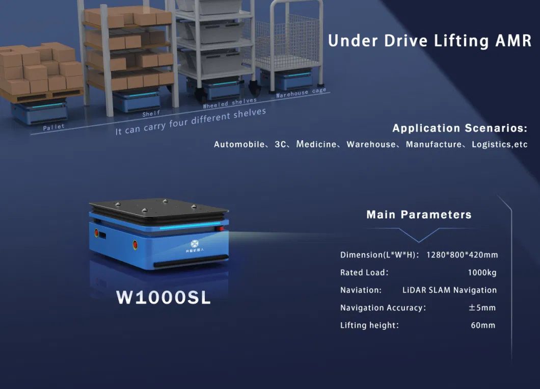 High Quality Wellwit Logistic Agv Robot with 1000kg Loading Capacity