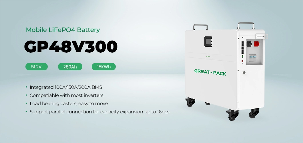 15kwh LiFePO4 Energy Storage Lithium Vertical Battery with Wheels