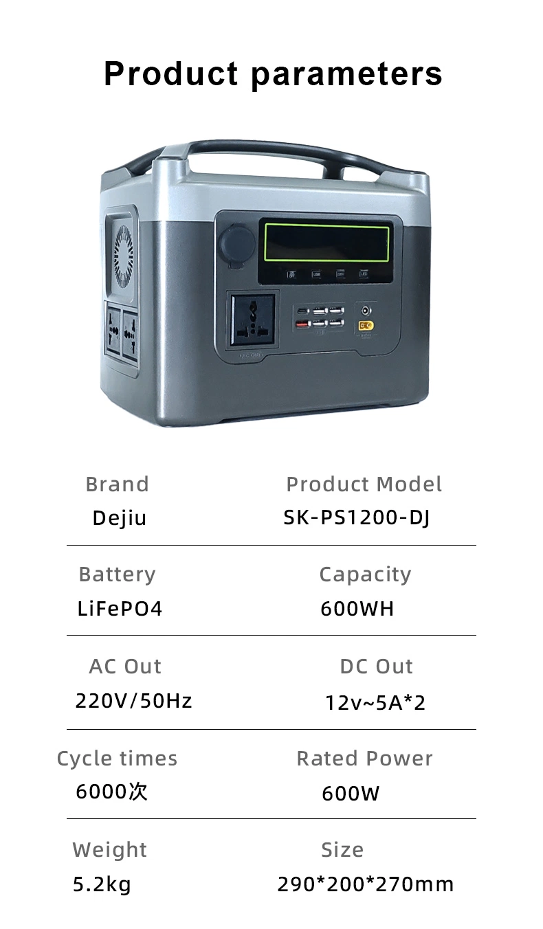 600W Portable Energy Storage Solar Portable Power Station