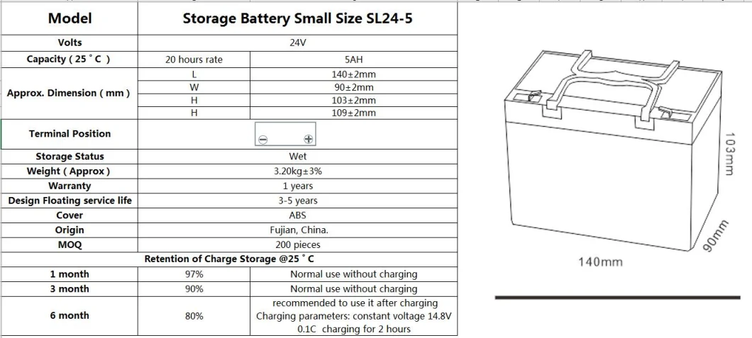 Tcs SL24-5 24V Forklift Battery for Emergency Lighting Systems