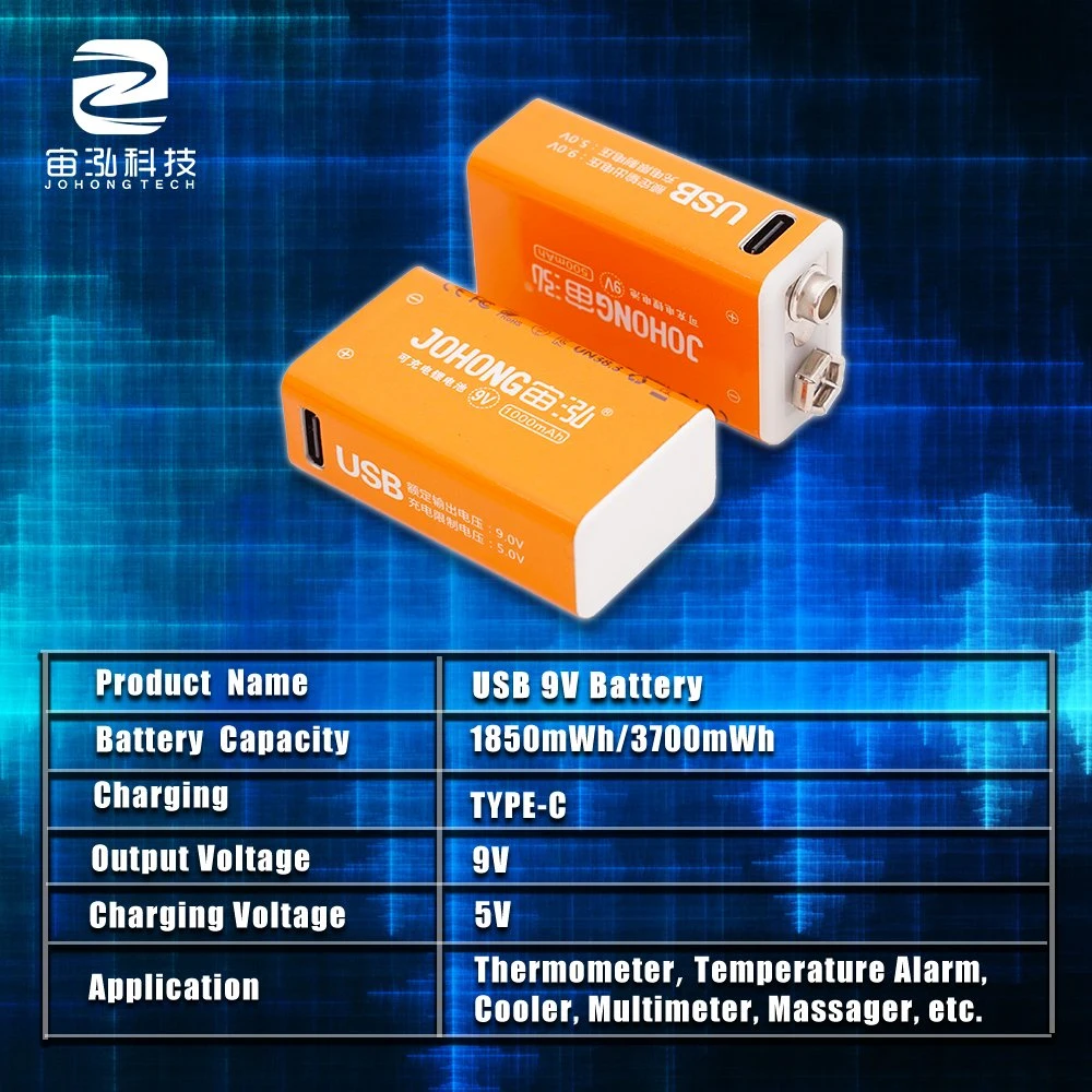 9V 1000mwh Recycling Square Battery for Massager Medical Equipment