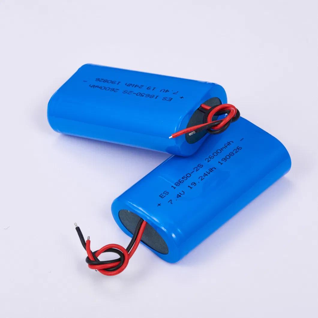 Large Capacity 2600mAh 7.4v 18650 2S Rechargeable Lithium Ion Battery Pack