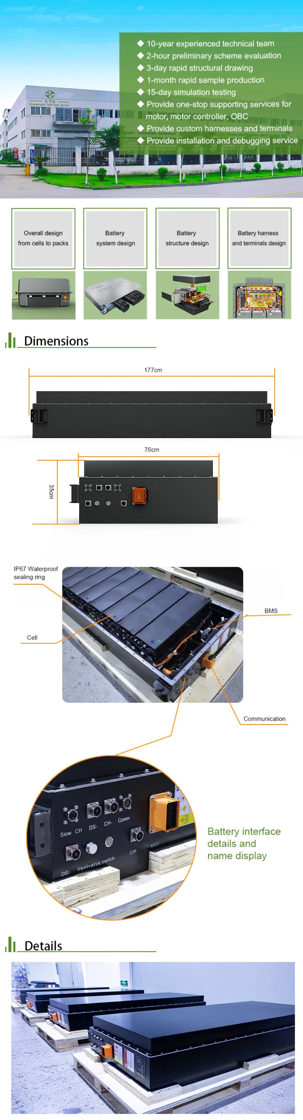 High Voltage OEM 614V 100ah EV Car Battery 144V 200ah for Electric Car/Vehicle/Boat/Forklift/Lifts