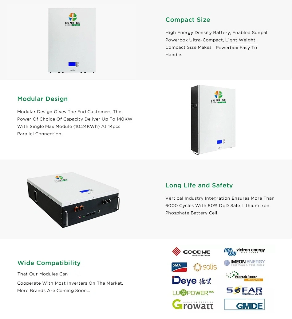 LiFePO4 8kwh 10kwh 15kwh Lithium Battery Powerwall for Solar