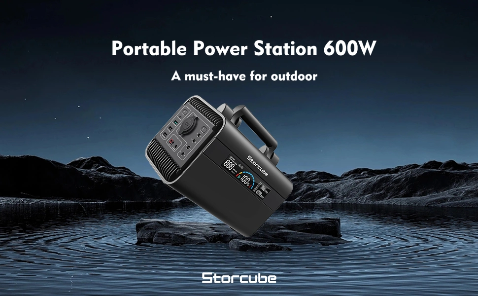 Portable Power Station 600W 529.9wh LiFePO4 Battery for Outdoor Camping