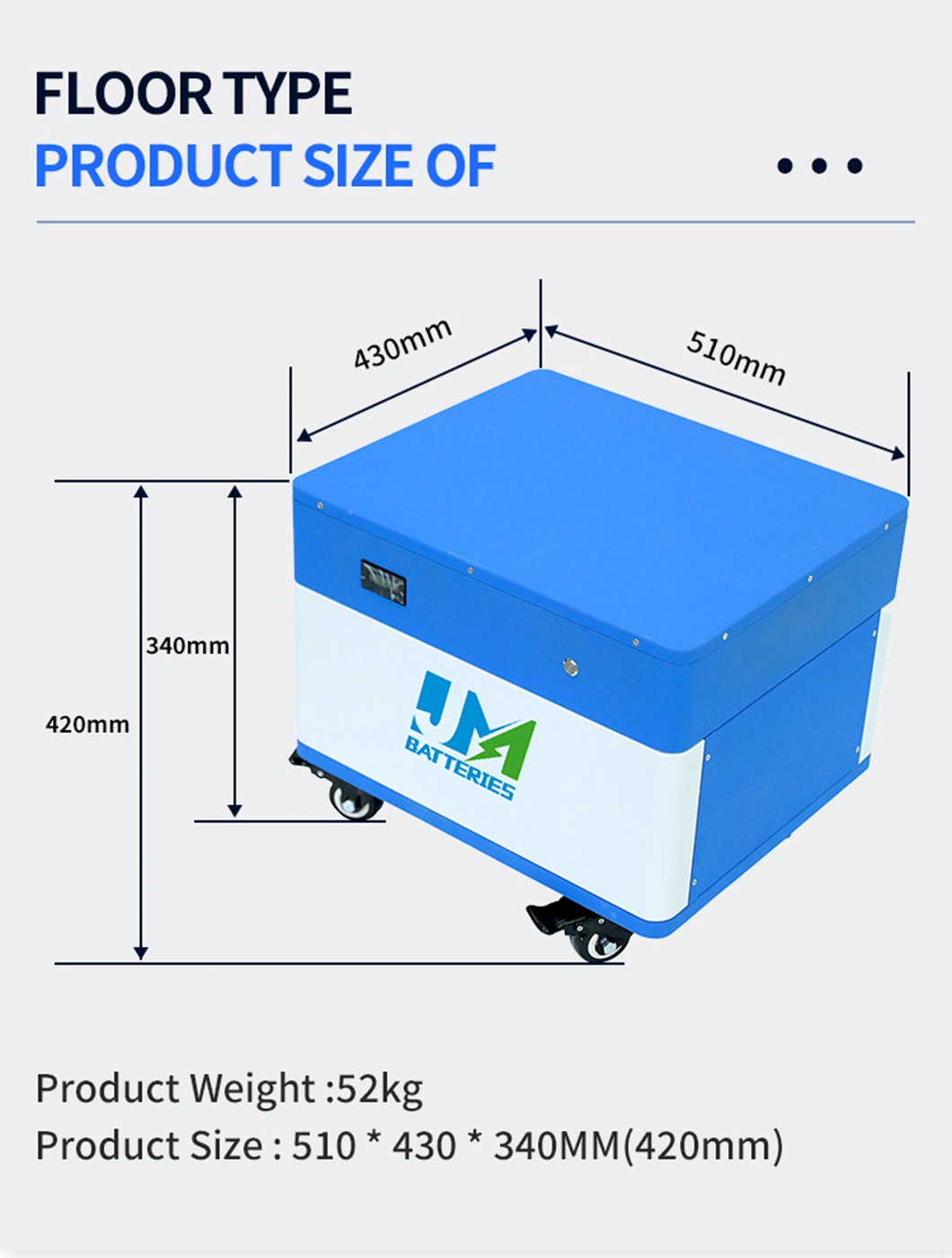 Lithium Power Battery with Movable Wheel Solar LiFePO4 Battery Energy Storage Battery