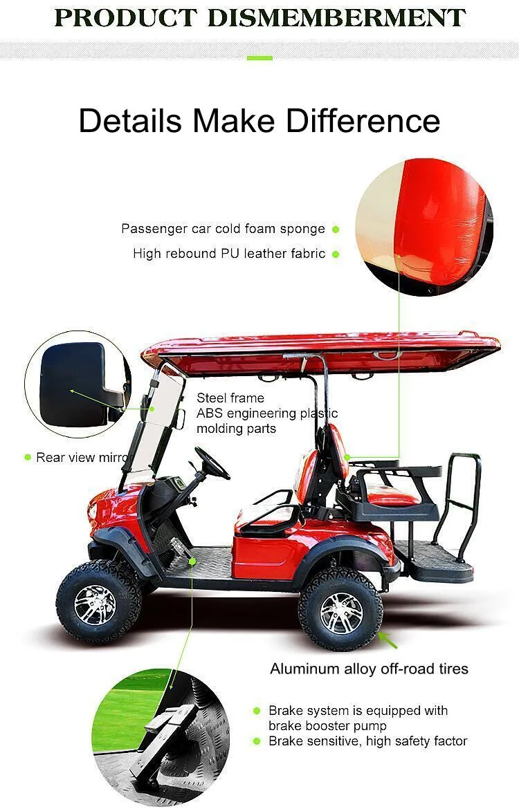 Durable Long Range Fast 4 Wheel 72V Electrical Mini Keep Golf Cart USA with Lithium Battery