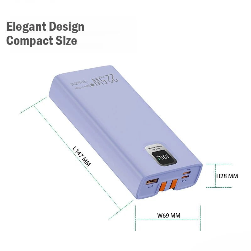 20000mAh Fast Charging Mobile Power Supply with Type-C and Lighting Cable