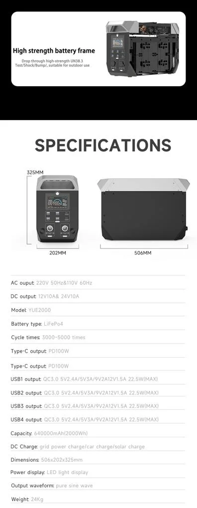 Indoor and Outdoor 2kw 2kwh Lithium Battery Storage System Portable Power Station