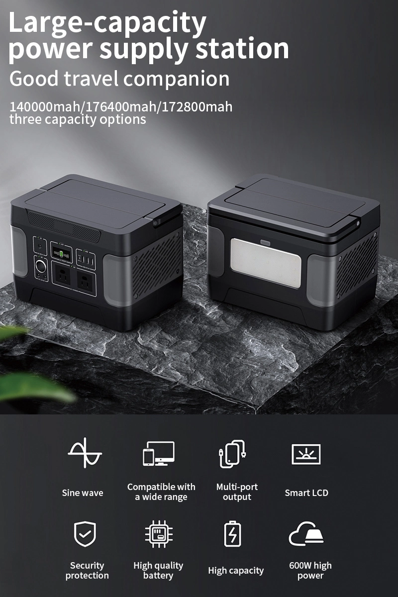 Home Outdoor Camping 600W Rechargeable Solar Generator LiFePO4 Solar Battery Power Station